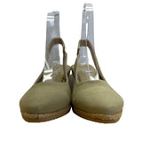 Viscata Barcelona Green & Beige Espadrille Slingback Wedge Sandals Sz 10 US