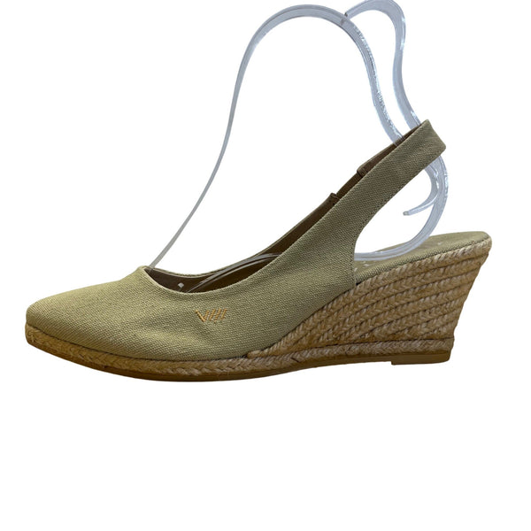 Viscata Barcelona Green & Beige Espadrille Slingback Wedge Sandals Sz 10 US