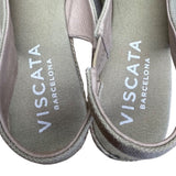 Viscata Barcelona Green & Beige Espadrille Slingback Wedge Sandals Sz 10 US