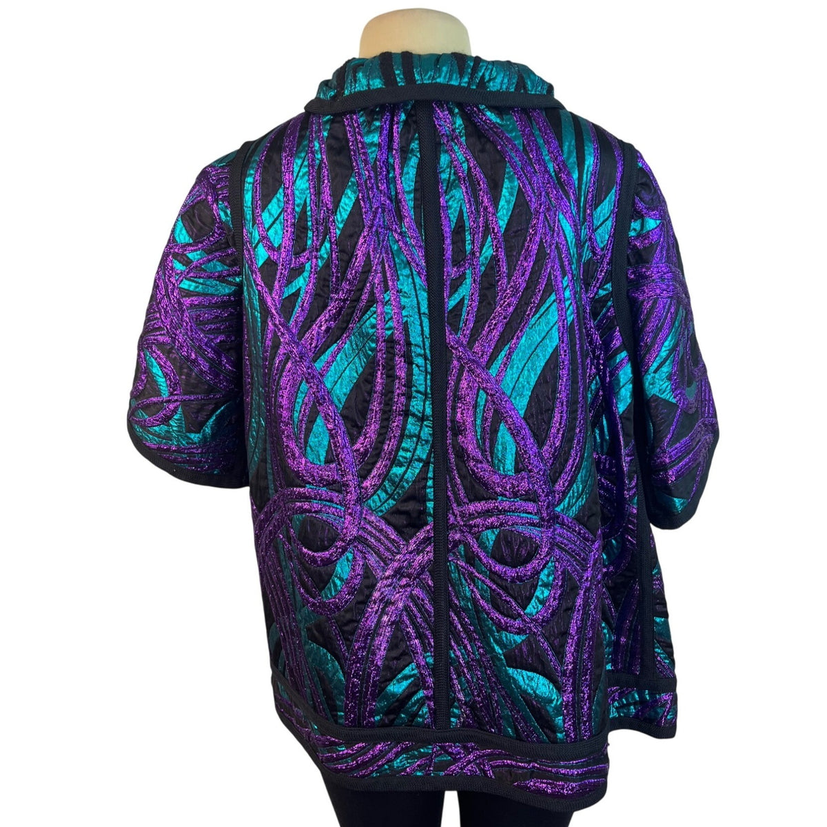 Reversible Hooded Jacket In Purple & Teal Pattern