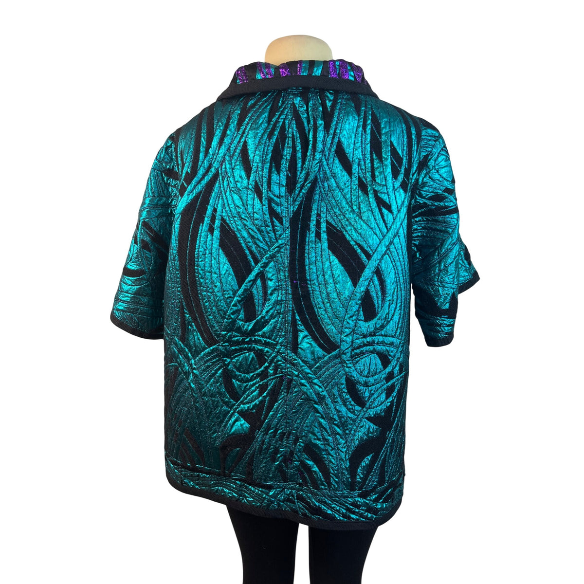 Reversible Hooded Jacket In Purple & Teal Pattern