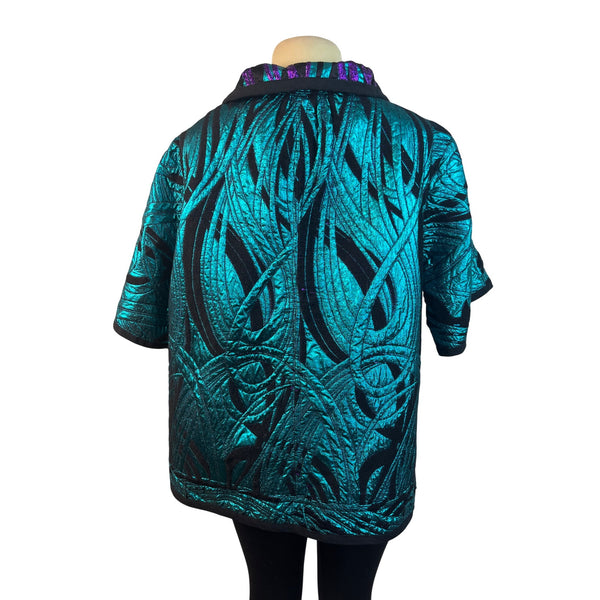 Reversible Hooded Jacket In Purple & Teal Pattern