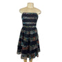 Betsey Johnson Strapless Floral Striped Midi Dress With Back Zipper Closure Sz 8