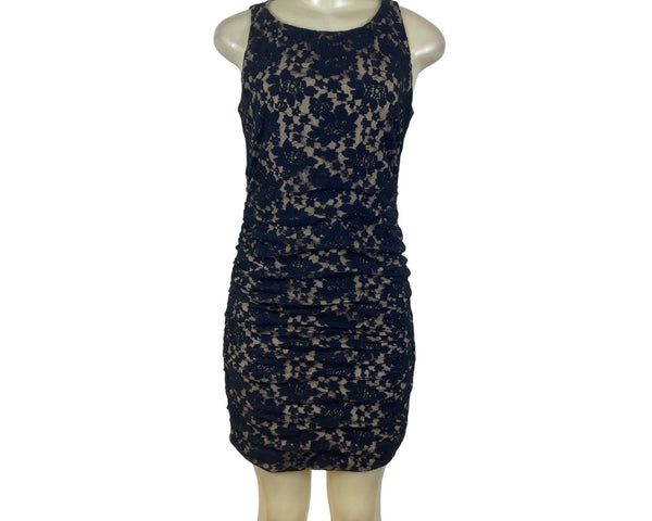 Taylor Sleeveless Navy Floral Lace Bodycon Dress Size 4