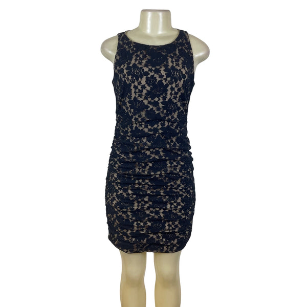 Taylor Sleeveless Navy Floral Lace Bodycon Dress Size 4