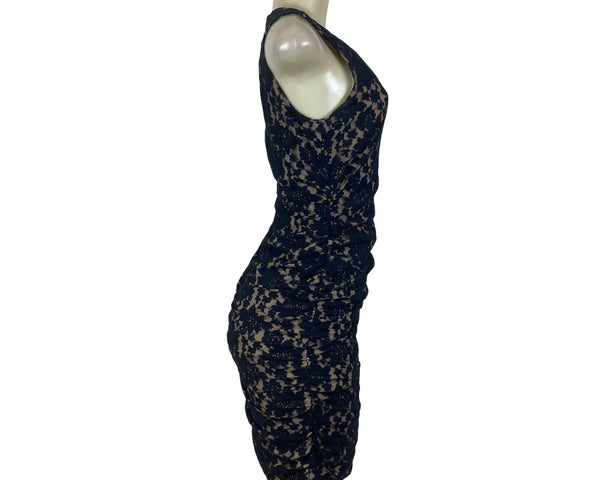 Taylor Sleeveless Navy Floral Lace Bodycon Dress Size 4