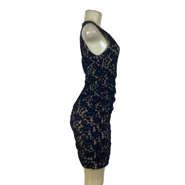 Taylor Sleeveless Navy Floral Lace Bodycon Dress Size 4
