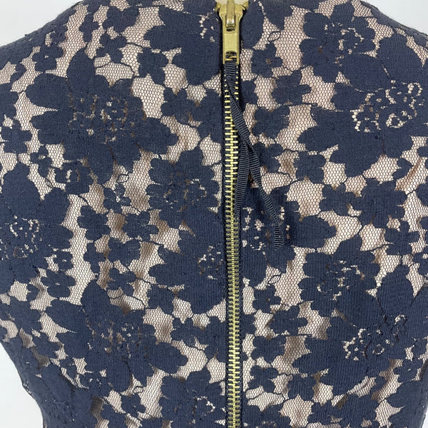 Taylor Sleeveless Navy Floral Lace Bodycon Dress Size 4