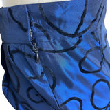 Tahari Vtg Blue Set With Black Swirl Design Details Blazer sz 15 Skirt sz 10
