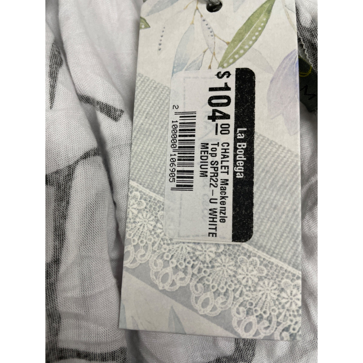 Chalet et ćeci Women's White/Black Abstract Tunic Top 3/4 Sleeves Sz M - New