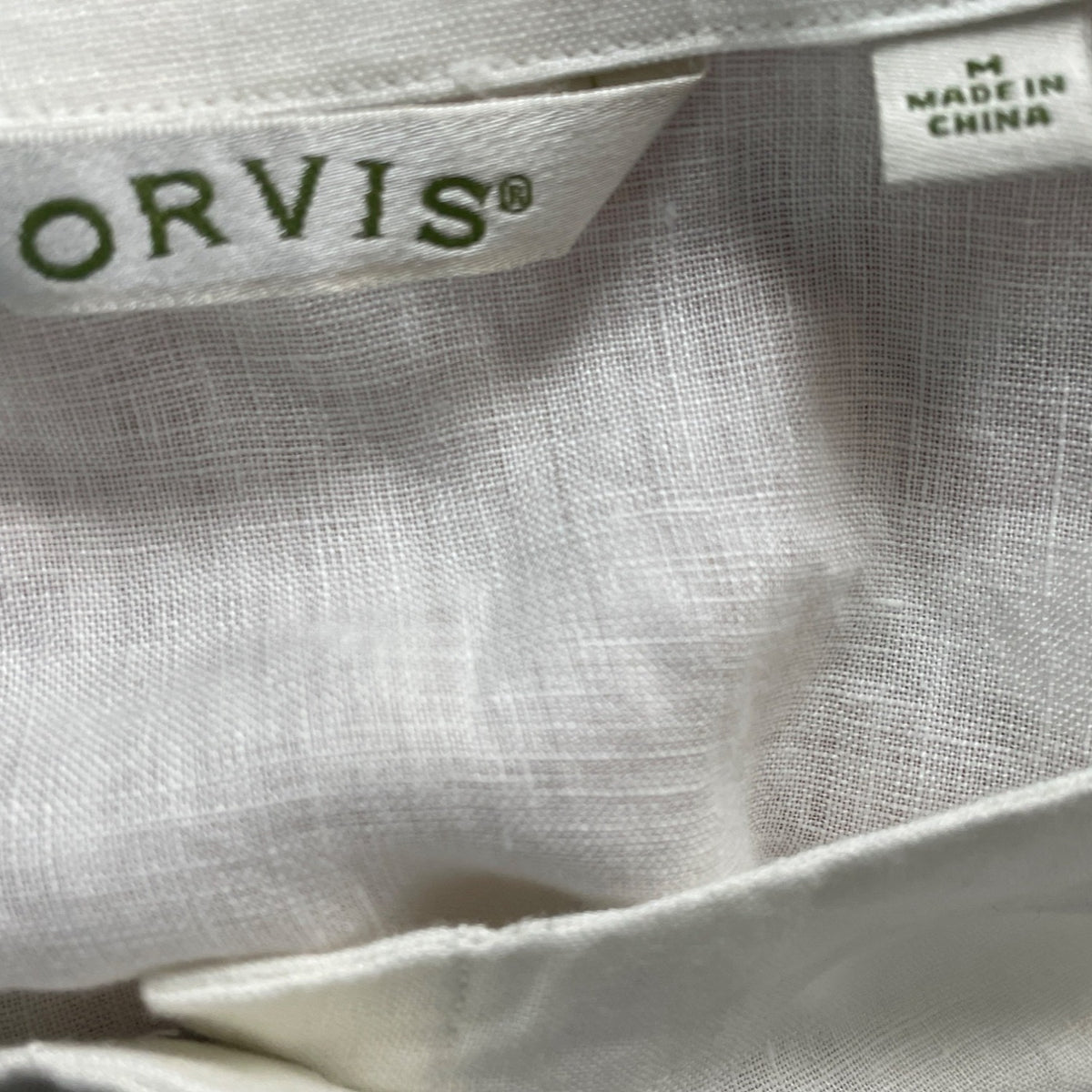 Orvis Women's White Linen Button Up Short Sleeve Blouse Size M