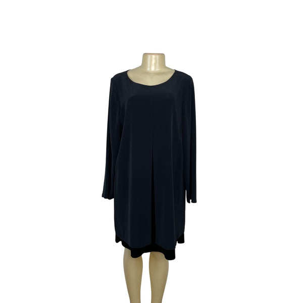 Jones New York Black Long Sleeve Knee Length Dress Size 14 Womens Elegant Style