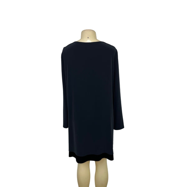 Jones New York Black Long Sleeve Knee Length Dress Size 14 Womens Elegant Style