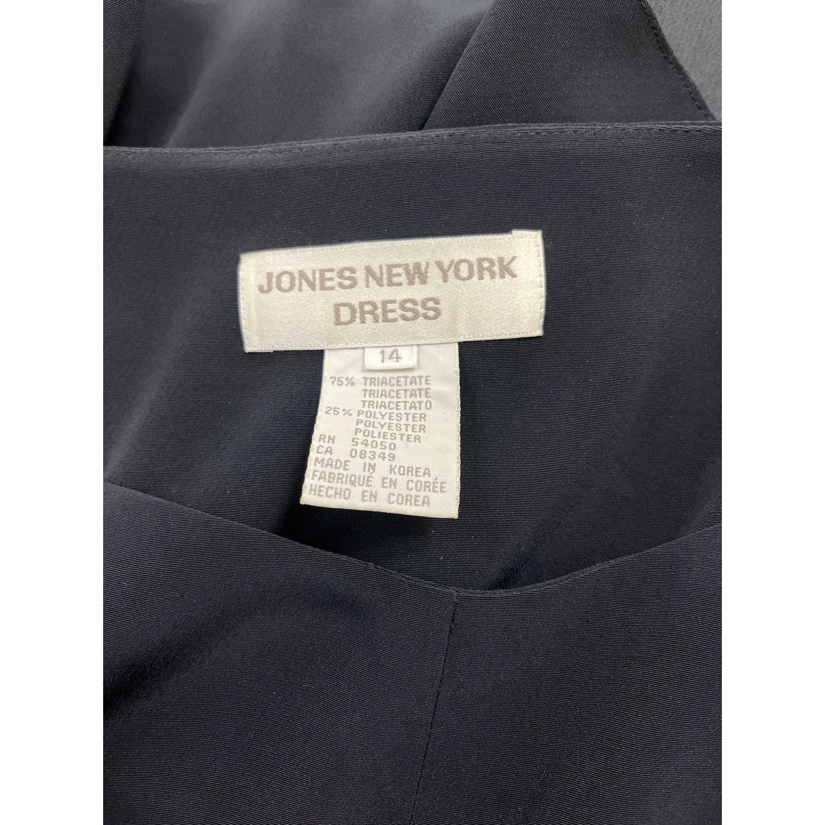 Jones New York Black Long Sleeve Knee Length Dress Size 14 Womens Elegant Style