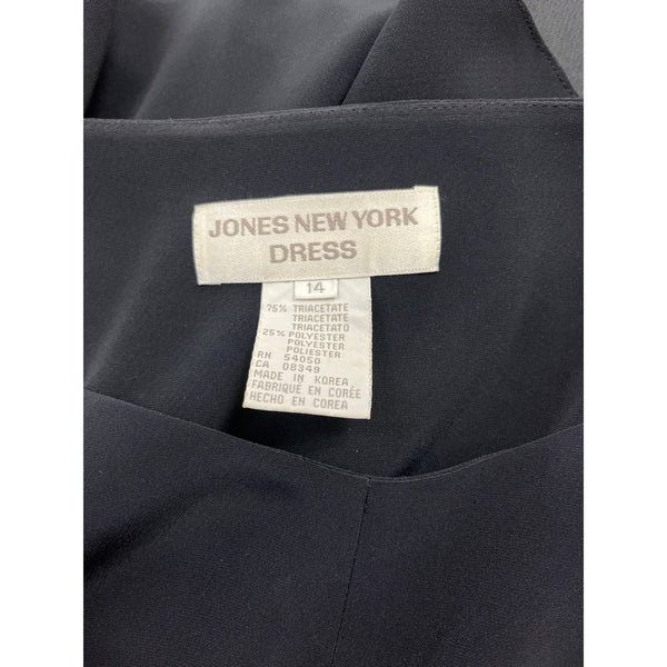 Jones New York Black Long Sleeve Knee Length Dress Size 14 Womens Elegant Style