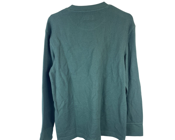 Goodfellow & Co Mens Green Waffle Knit Long-Sleeve Crewneck Shirt Sustainable Blend Size M