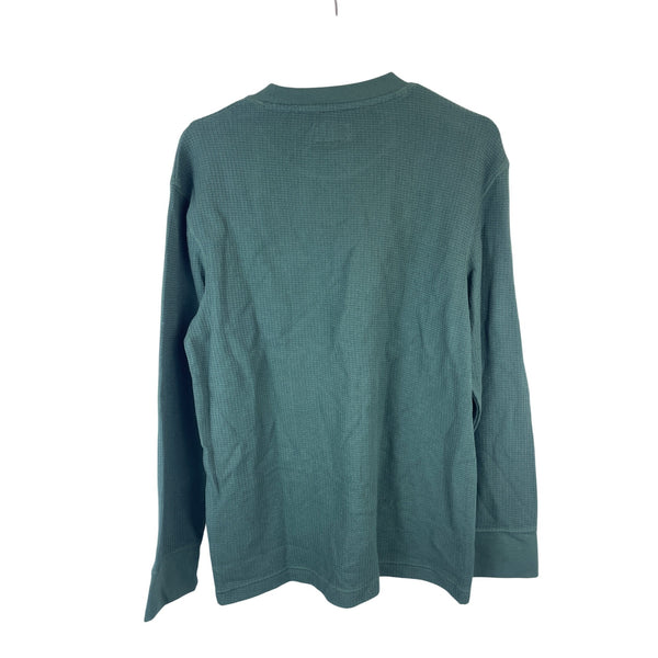 Goodfellow & Co Mens Green Waffle Knit Long-Sleeve Crewneck Shirt Sustainable Blend Size M