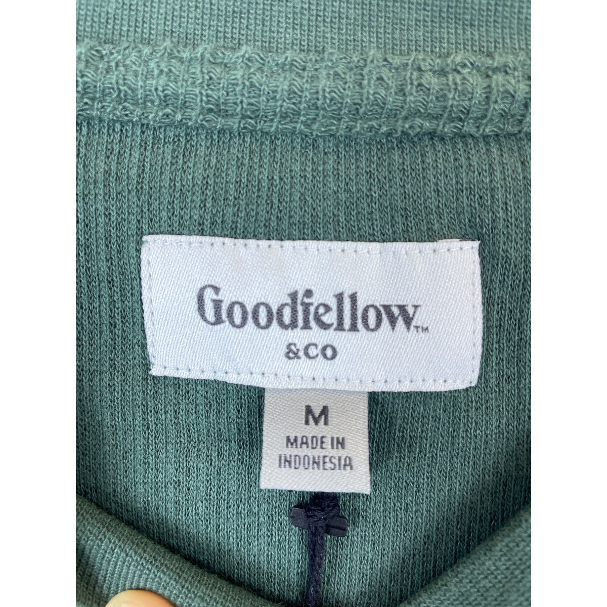 Goodfellow & Co Mens Green Waffle Knit Long-Sleeve Crewneck Shirt Sustainable Blend Size M