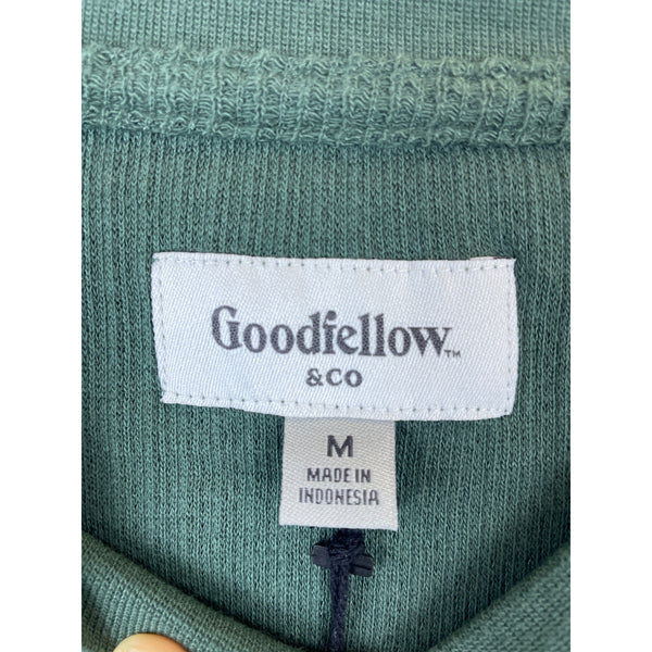 Goodfellow & Co Mens Green Waffle Knit Long-Sleeve Crewneck Shirt Sustainable Blend Size M