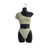 Pretty Little Things One Shoulder Light Green Bikini Set Sz 8 -NWT