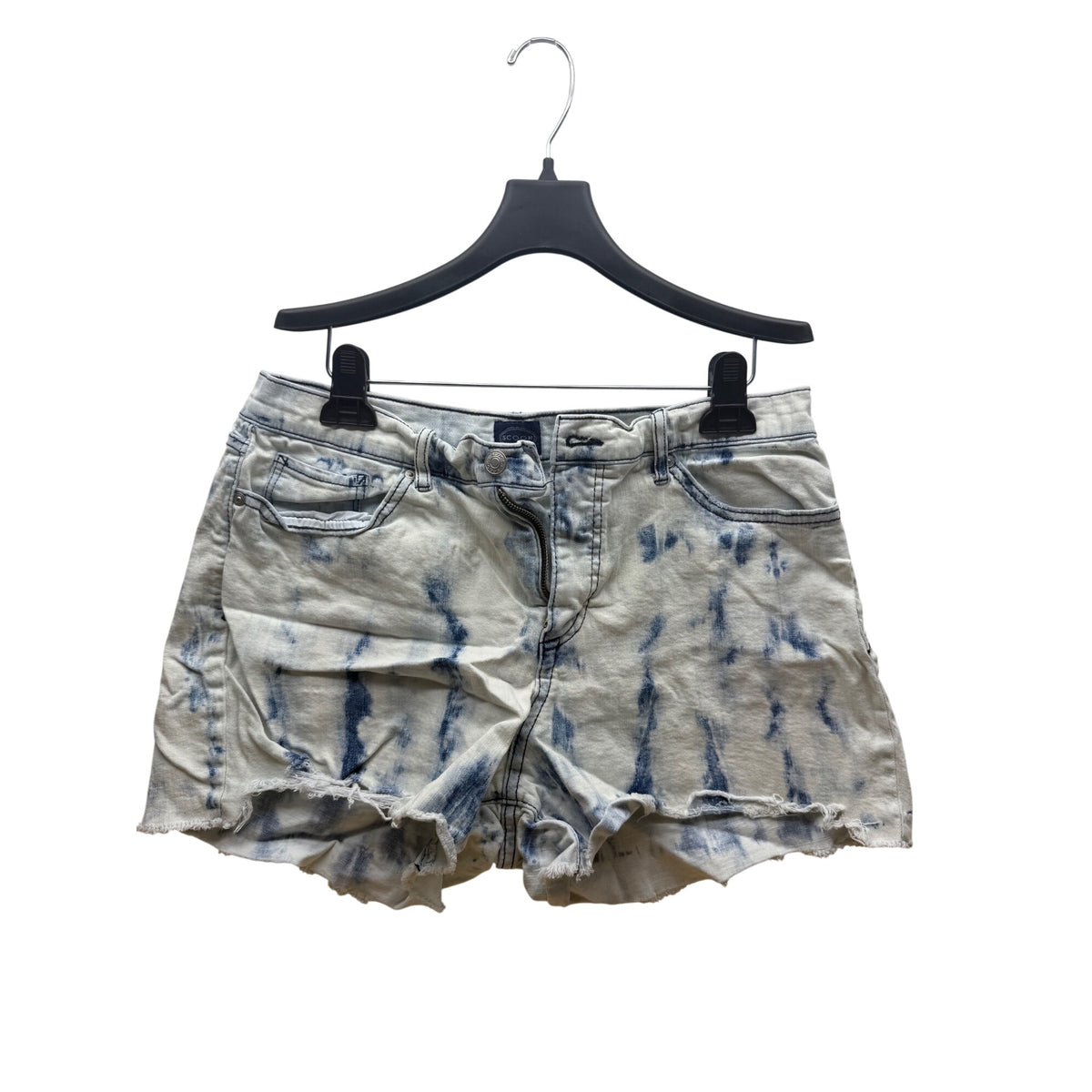 Scoop Womens Blue Tie-Dye Denim Distressed Cutoff Shorts Size 8