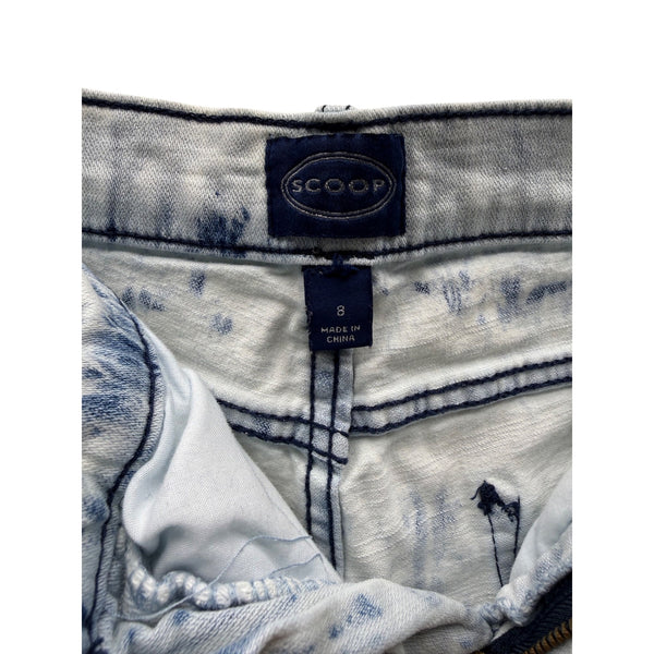 Scoop Womens Blue Tie-Dye Denim Distressed Cutoff Shorts Size 8