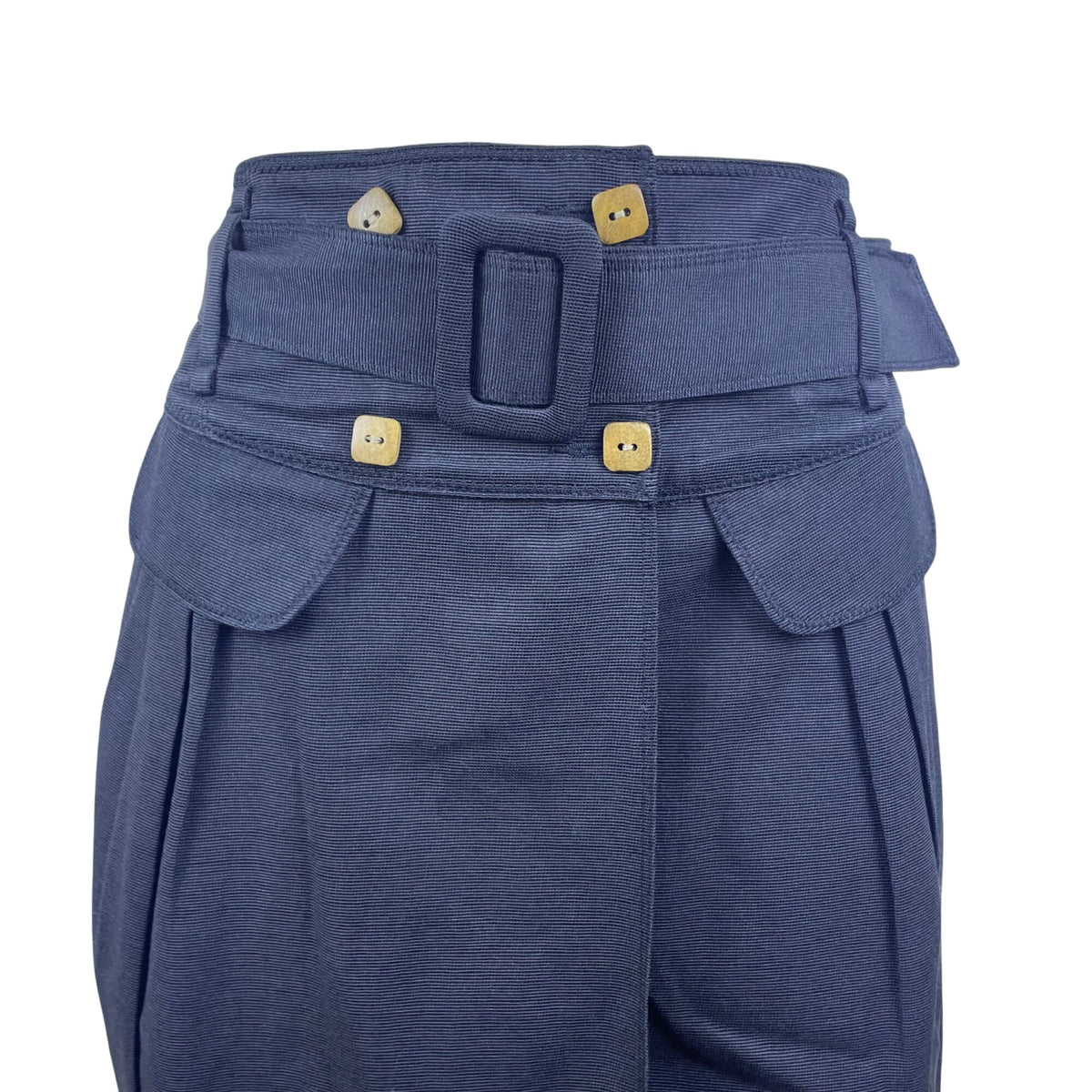 Women’s Grey Cotton High Waist Belted Skirt With Buttons