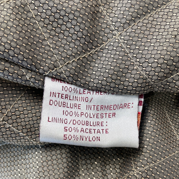 Vintage Joy Leather Beige Mens Button Front Jacket With Stitch Detail Coat Sz L
