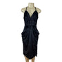 BCBGeneration Black Velvet Halter Midi Dress With Draped Pockets Size S - New