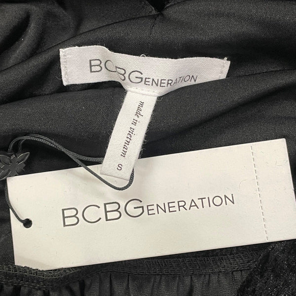 BCBGeneration Black Velvet Halter Midi Dress With Draped Pockets Size S - New