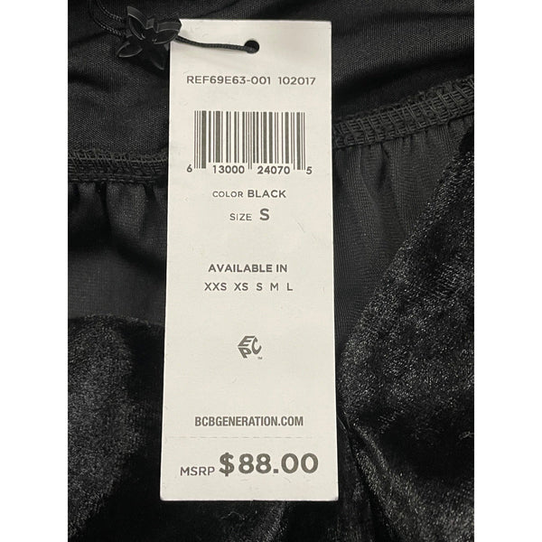 BCBGeneration Black Velvet Halter Midi Dress With Draped Pockets Size S - New