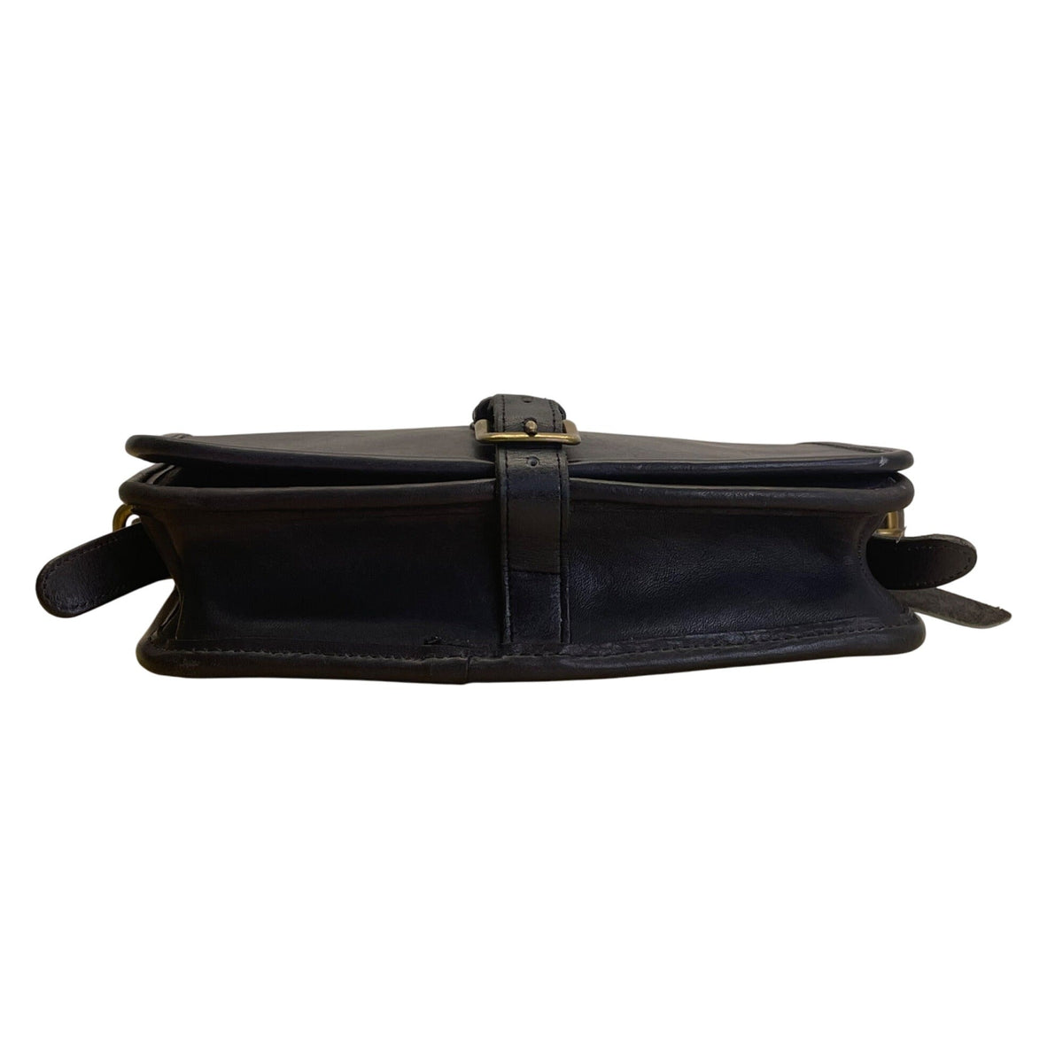 Vintage Coach Navy Blue Leather Brass Buckle Closure Crossbody Bag Size S