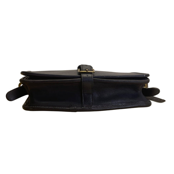 Vintage Coach Navy Blue Leather Brass Buckle Closure Crossbody Bag Size S