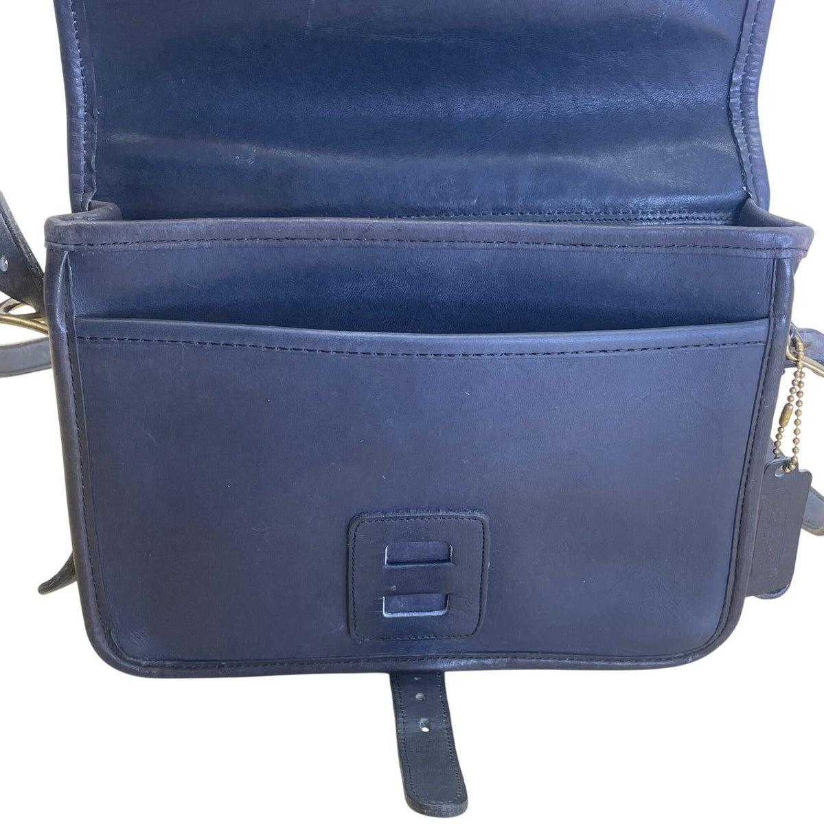 Vintage Coach Navy Blue Leather Brass Buckle Closure Crossbody Bag Size S