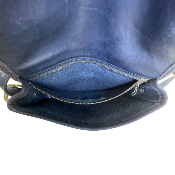 Vintage Coach Navy Blue Leather Brass Buckle Closure Crossbody Bag Size S