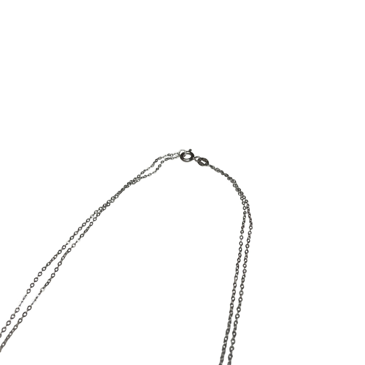 Double Strand Silver Necklace With Pave Bead Accents & Lobster Clasp Thin Elegant Minimalist Design