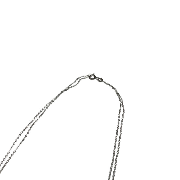 Double Strand Silver Necklace With Pave Bead Accents & Lobster Clasp Thin Elegant Minimalist Design