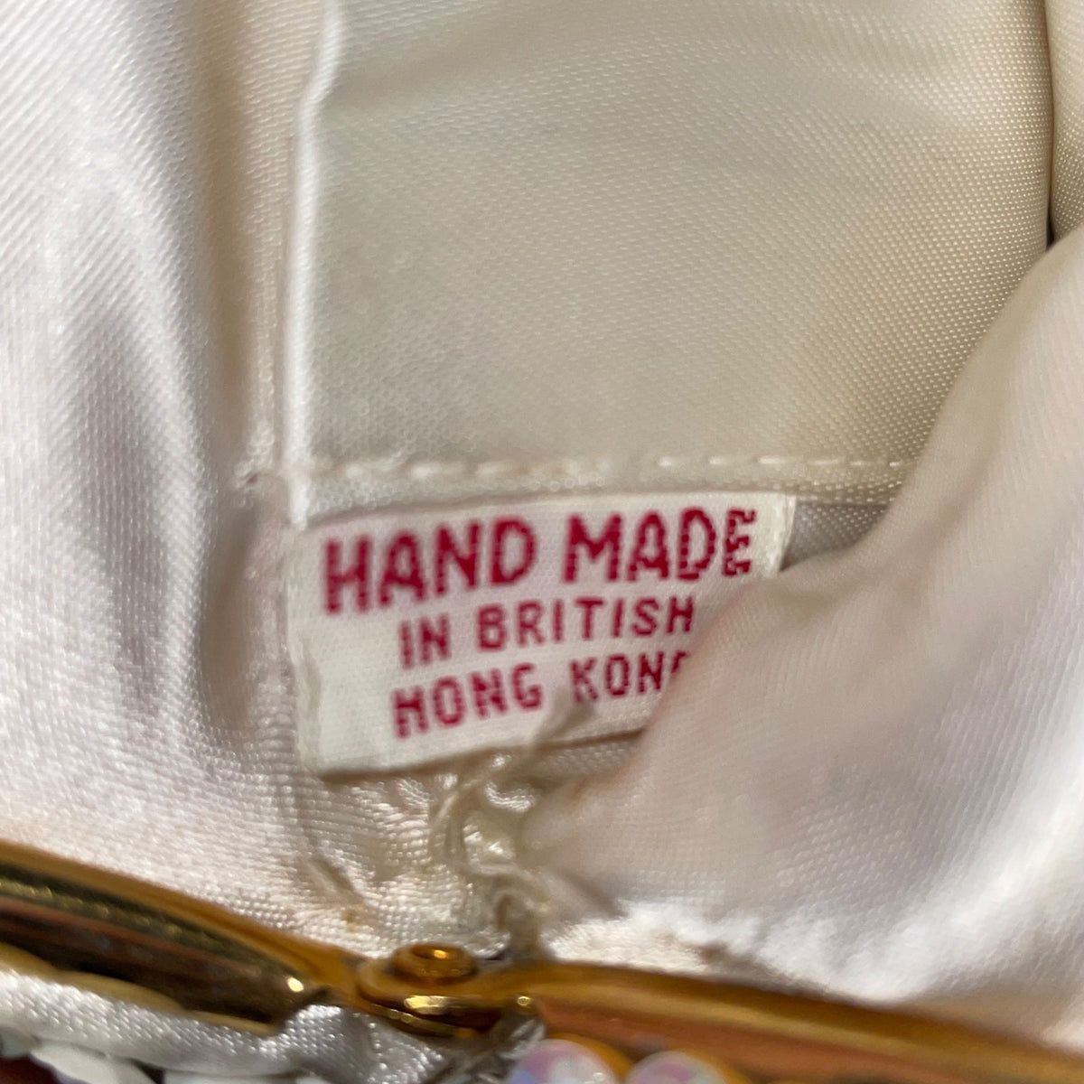 Vintage Design Handmade Women’s White Beaded With Chain Strap Evening Bag