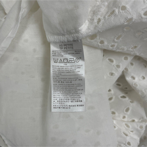 Banana Republic Womens White Eyelet Top With Ruffle Sleeves Sz XSP