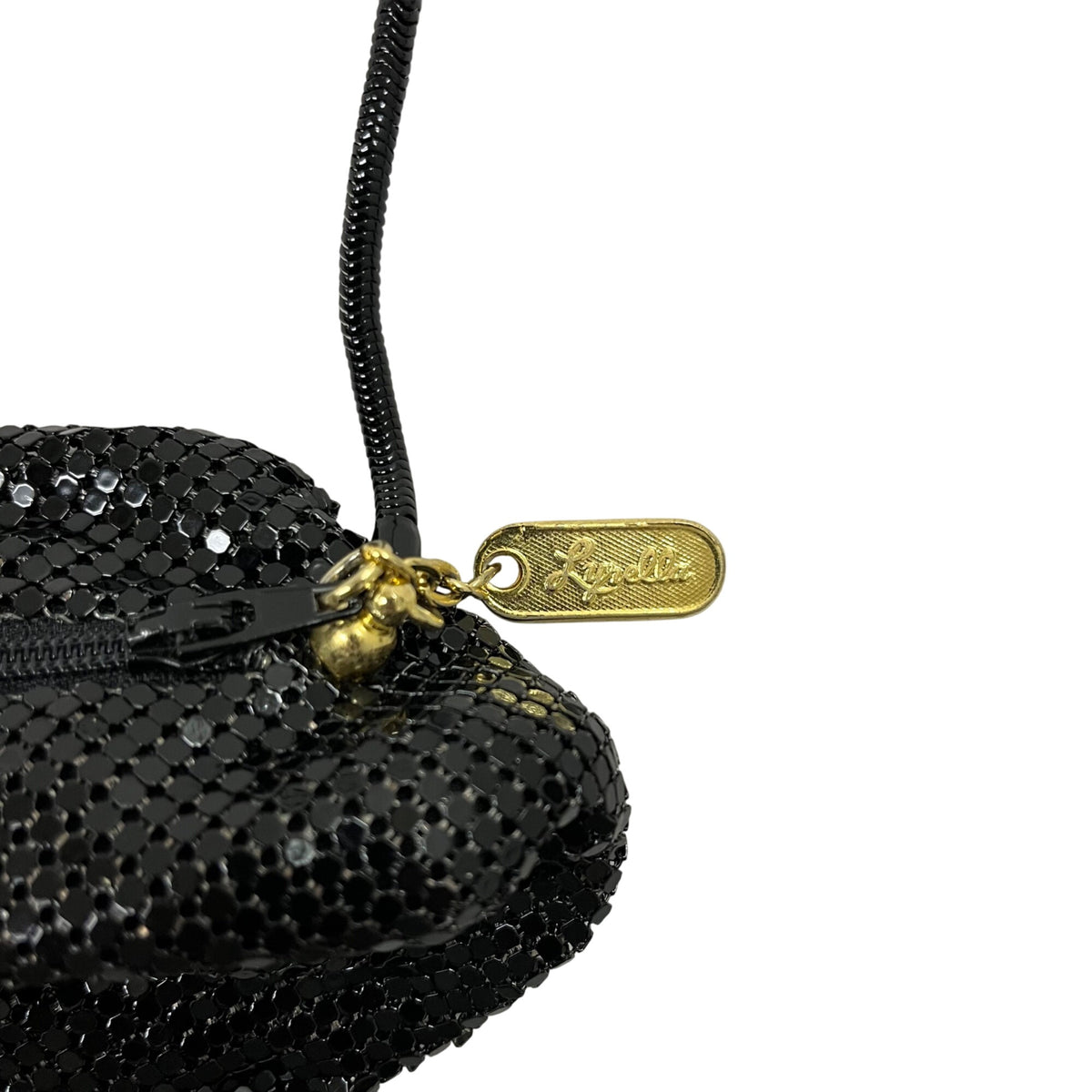 Lydia Womens Black Sequin Shoulder Evening Bag Small Purse With Gold-Tone Accents