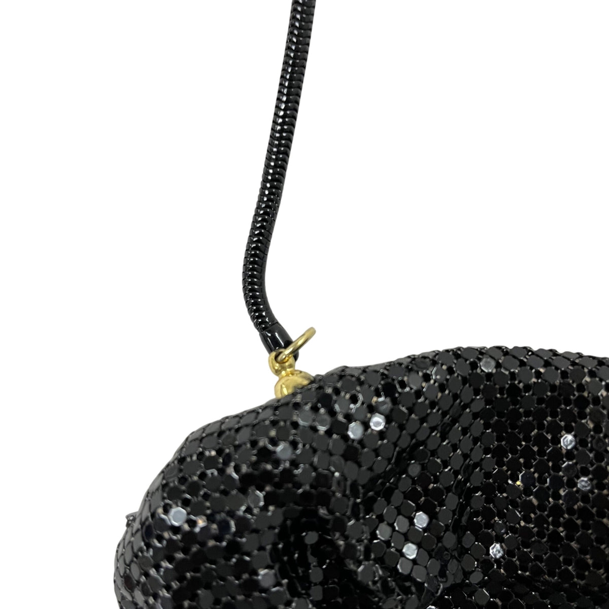 Lydia Womens Black Sequin Shoulder Evening Bag Small Purse With Gold-Tone Accents