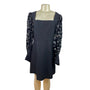 Hutch Black Mini Dress With Sheer Polka Dot Sleeves & Square Neckline Size 14