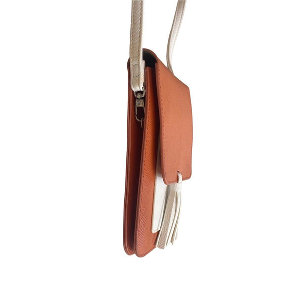 K Carrol Women's Burnt Orange and White Fashionable Crossbody Belt/Bag Sz S