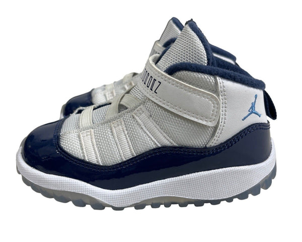 Nike Air Jordan Kids Jumpman Retro 11 Mid Top White Blue Sneakers Sz 8C