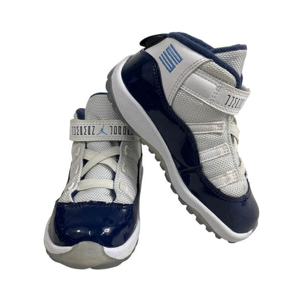 Nike Air Jordan Kids Jumpman Retro 11 Mid Top White Blue Sneakers Sz 8C