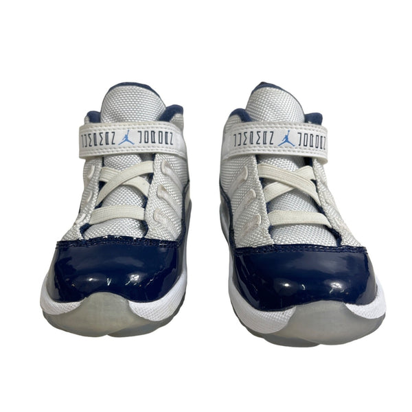 Nike Air Jordan Kids Jumpman Retro 11 Mid Top White Blue Sneakers Sz 8C