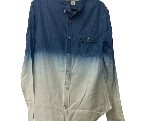 Chor Clothing Co. Mens Blue/White Cotton Ombre Button-Up Long-Sleeve Shirt Size L