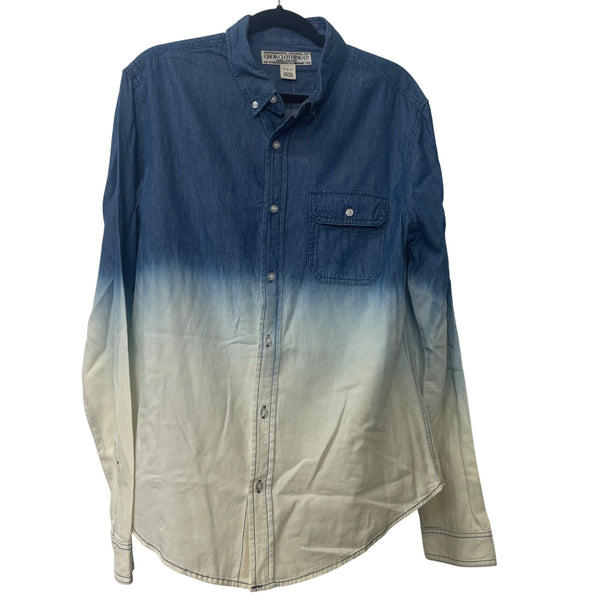 Chor Clothing Co. Mens Blue/White Cotton Ombre Button-Up Long-Sleeve Shirt Size L