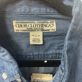 Chor Clothing Co. Mens Blue/White Cotton Ombre Button-Up Long-Sleeve Shirt Size L