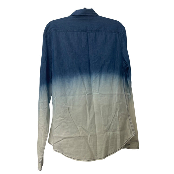 Chor Clothing Co. Mens Blue/White Cotton Ombre Button-Up Long-Sleeve Shirt Size L